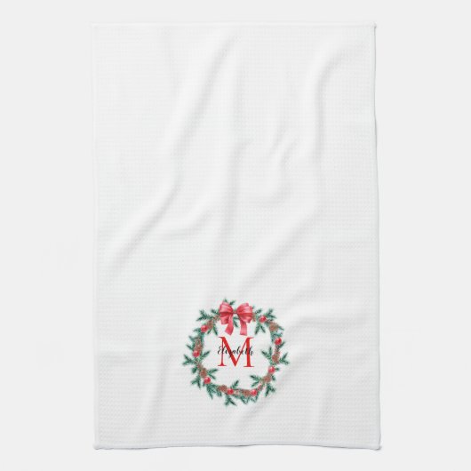 Rustic Pinecone | Bauble Kerstmis Wreater Monogram Theedoek (Verticaal)