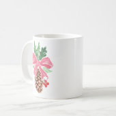 Rustic Pinecone Christmas Mug with Red Bow (Devant gauche)