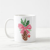Rustic Pinecone Christmas Mug with Red Bow (Gauche)