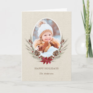 Rustic Pinecone kerstfeestay-fotokaart Feestdagen Kaart