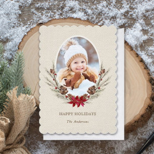 Rustic Pinecone kerstfeestay-fotokaart Feestdagenkaart