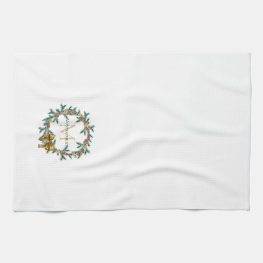 Rustic Pinecone | Sterren kerstgeschreeuw monogram Theedoek (Horizontaal)