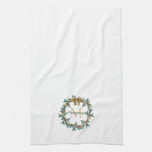 Rustic Pinecone | Sterren kerstgeschreeuw monogram Theedoek (Verticaal)