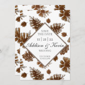 Rustic Pinecone Waterverf Save the Date Aankondiging (Voorkant / Achterkant)