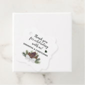 Rustic Pinecones & Pine Branches Weddenschap Bedan Bedankjes Labels (In situ)