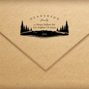 Rustic Pines Elegant Familie Retour Adres Zelfinktende Stempel