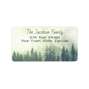 Rustic Pines Foggy Mountain Return-adres Etiket