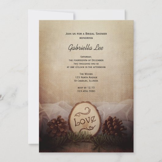 Rustic Pines Woods Invitation de douche nuptiale (Devant)