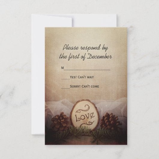 Rustic Pines Woods Mariage RSVP Réponse (Devant)