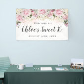 Rustic Pink and White Floral Sweet 16 Party Spandoek (Beurs)