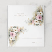 Rustic Pink and White Floral Wedding Place Card (Buitenkant ongevouwen)