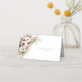 Rustic Pink and White Floral Wedding Place Card (Achterkant)