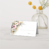 Rustic Pink and White Floral Wedding Place Card (Voorkant)