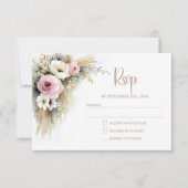Rustic Pink and White Floral Wedding RSVP (Devant)
