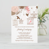 Rustic Pink Birdcages Baby shower Uitnodiging (Staand voorkant)