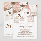 Rustic Pink Birdcages Baby shower Uitnodiging (Voorkant / Achterkant)