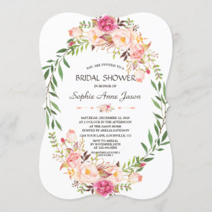 Rustic Pink Blush Floral Bloom Vrijgezellenfeest Kaart