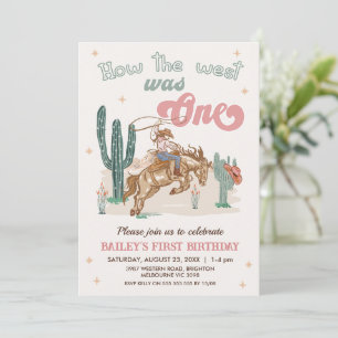 Rustic Pink Brown Hoe West was een 1e verjaardag Kaart