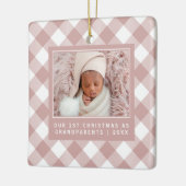 Rustic Pink Buffalo Pset 1st Grootouders Foto Keramisch Ornament (Links)