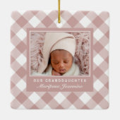 Rustic Pink Buffalo Pset 1st Grootouders Foto Keramisch Ornament (Achterkant)