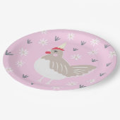 Rustic Pink Chicken Illustration Papieren Bordje (Gekanteld)