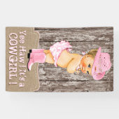 Rustic Pink Cowgirl Baby shower Spandoek (Horizontaal)