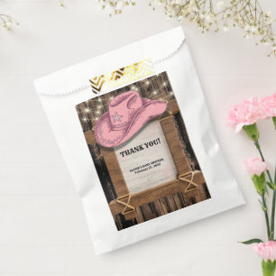 Rustic Pink Cowgirl Pet Baby shower Bedankzakje