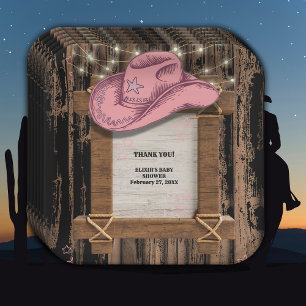 Rustic Pink Cowgirl Pet Baby shower Papieren Bordje