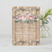 Rustic Pink Cream Eucalyptus Floral Wedding Kaart (Staand voorkant)