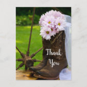 Rustic Pink Daisies Cowboy Boots Weddenschap Briefkaart (Voorkant)