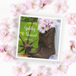 Rustic Pink Daisies Cowboy Boots Westerne bruiloft Servet