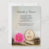 Rustic Pink Daisy Bossen Wedding Save the Date Kaart (Voorkant)