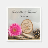 Rustic Pink Daisy Bossen Wedding Servetten (Voorkant)