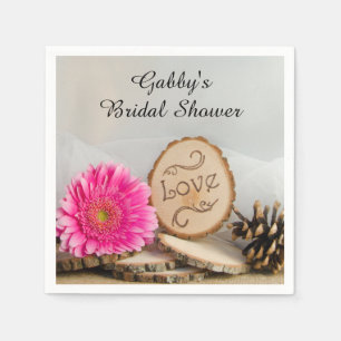 Rustic Pink Daisy Woodland Vrijgezellenfeest Servet