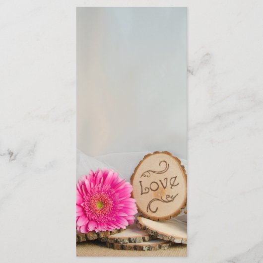 Rustic Pink Daisy Woodland Wedding Programme Programma (Voorkant)