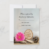 Rustic Pink Daisy Woodland Wedding RSVP Reactie