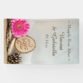 Rustic Pink Daisy Woodland Wedding Spandoek (Horizontaal)