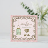 Rustic Pink en Brown Mason Jar Vrijgezellenfeest Kaart (Staand voorkant)