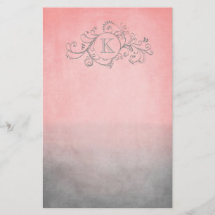 Rustic Pink en Gray Bohemian Flourish Briefpapier