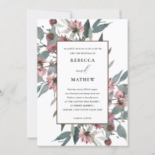 RUSTIC PINK EUCALYPTUS FLORAL VOW RENEWAL INVITE BEDANKKAART