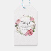 Rustic Pink Floral 100th Birthday Hartelijk dank Cadeaulabel (Achterkant)