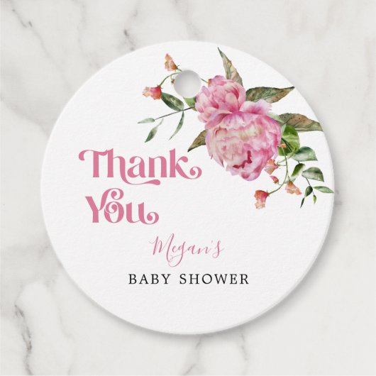 Rustic Pink Floral Baby shower Bedankjes Labels (Voorkant)