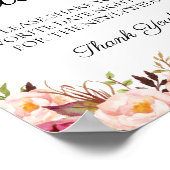 Rustic Pink Floral Date Jar Sign Weddenschap Poster (Hoek)