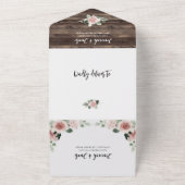 Rustic Pink Floral Eucalyptus String Light Wedding All In One Uitnodiging (Buitenkant)