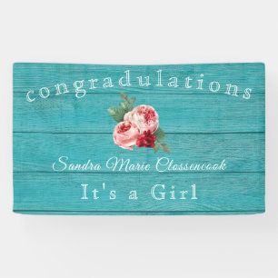 Rustic Pink Floral is een meisje dat roestvrij is Spandoek