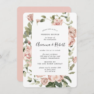 Rustic Pink Floral Post Wedding Brunch Uitnodiging