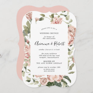 Rustic Pink Floral Post Wedding Brunch Uitnodiging
