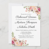 Rustic Pink Floral Rehearsal Dinner Invitations Kaart (Voorkant)