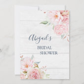 Rustic Pink Floral Spring Bridal Shower Kaart (Achterkant)