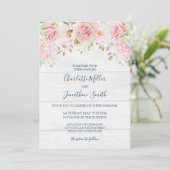 Rustic Pink Floral Spring Wedding Invitations (Debout devant)